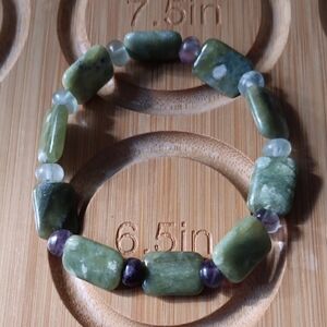 Handmade Chrysoprase & Fluorite Stretch Bracelet